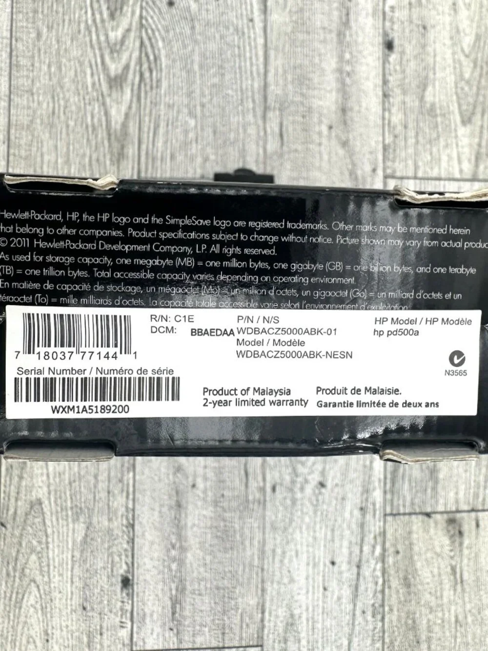 HP 500GB USB 2.0/3.0 Portable External HD Model WDBACZ5000ABK-NESN, Black
